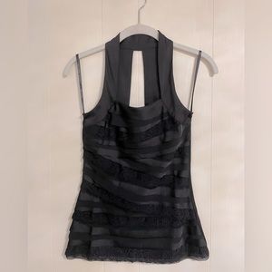 WHBM ribbon and lace black formal tank top